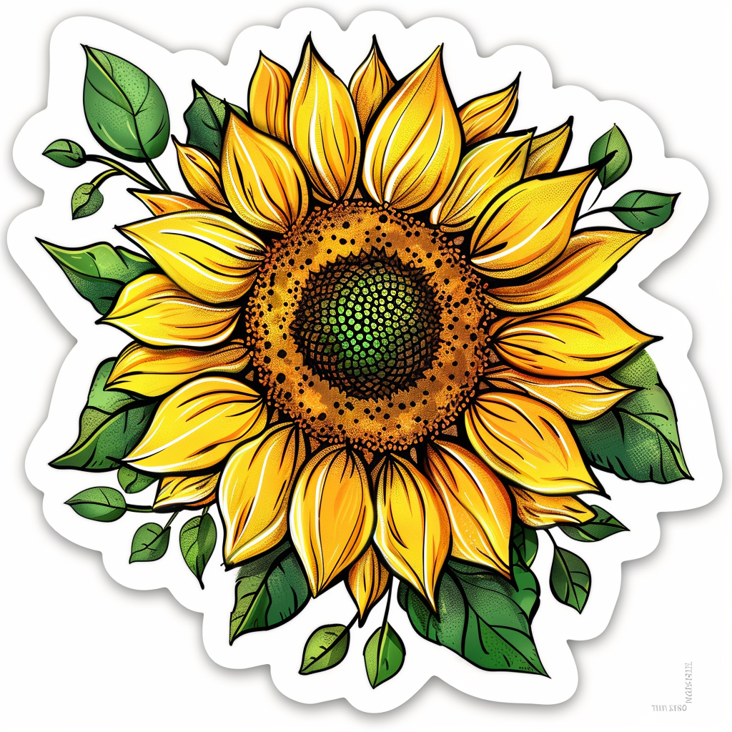 Vinyl Sunflower  Vinyl Decal Sticker for Car, Laptop, Tumbler and more # F023343