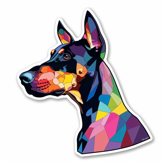 Sticker of a Doberman Pinscher Dog majestic Expressive surreal Vinyl Decal Sticker for Car, Laptop, Tumbler and more # F019266