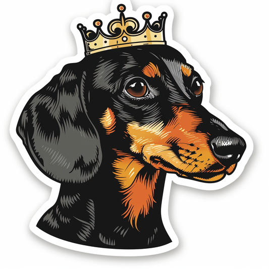 Dachshund Dog crowned Vinyl Decal Sticker for Car, Laptop, Tumbler and more # F013174