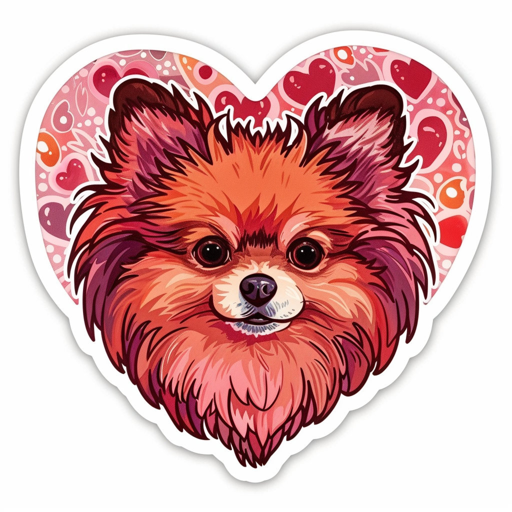 Sticker of a Pomeranian Dog majestic Expressive surreal Heartcore Vinyl Decal Sticker for Car, Laptop, Tumbler and more # F014118