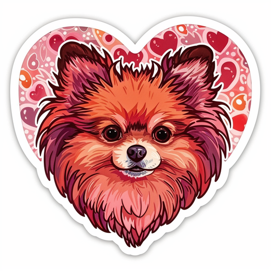 Sticker of a Pomeranian Dog majestic Expressive surreal Heartcore Vinyl Decal Sticker for Car, Laptop, Tumbler and more # F014118