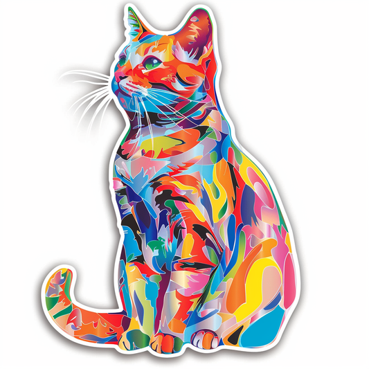 American Shorthair Cat majestic Expressive surreal Vinyl Decal Sticker for Car, Laptop, Tumbler and more # F019853-4" x 4"