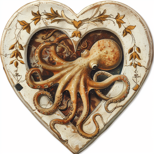Sticker of a Octopus heartcore majestic Expressive surreal Vinyl Decal Sticker for Car, Laptop, Tumbler and more # F015736