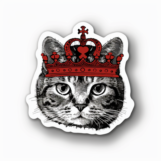 American Shorthair Cat crowned majestic Expressive surreal Vinyl Decal Sticker for Car, Laptop, Tumbler and more # F019804-4" x 4"