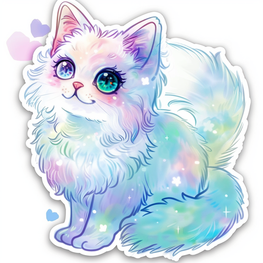 Adorable Turkish Angora Cat  Vinyl Decal Sticker for Car, Laptop, Tumbler and more # F020983-4" x 4"