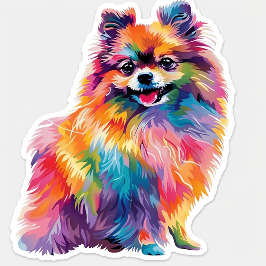 Sticker of a Pomeranian Dog majestic Expressive surreal Vinyl Decal Sticker for Car, Laptop, Tumbler and more # F013791