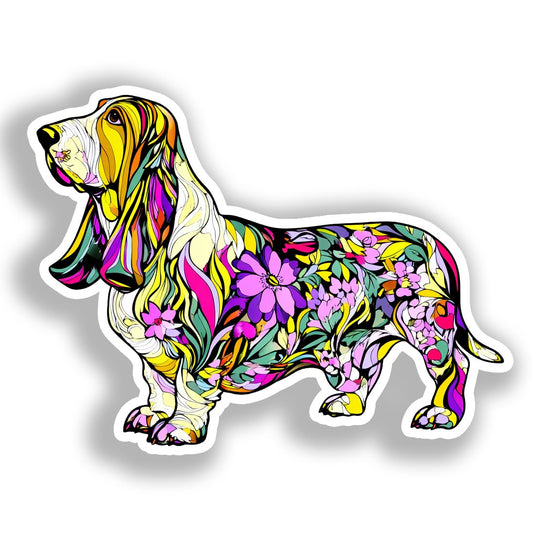 Basset Hound Dog Vinyl Decal Sticker for Car, Laptop, Tumbler and more # A018703-4" x 4"