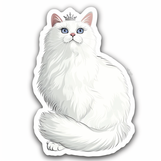 Adorable Turkish Angora Cat  Vinyl Decal Sticker for Car, Laptop, Tumbler and more # F020870-4" x 4"
