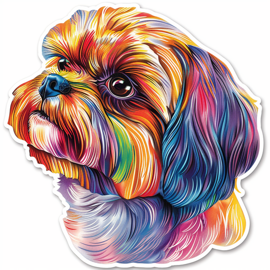 Adorable Shih Tzu Dog Expressive surreal Vinyl Decal Sticker for Car, Laptop, Tumbler and more # F018526