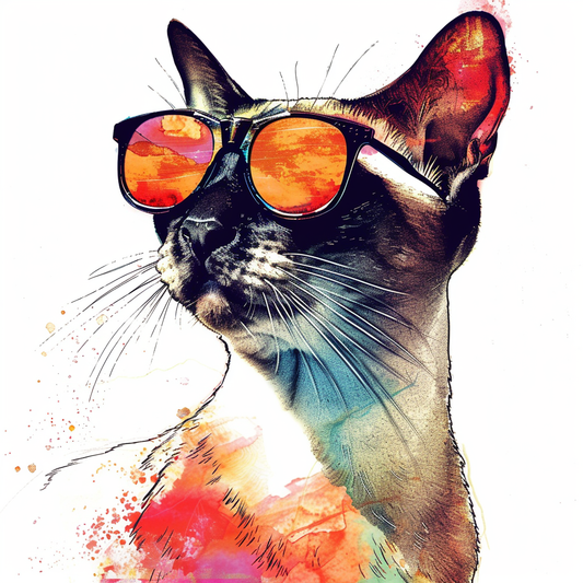 Burmese Cat wearing sunglasses Vinyl Decal Sticker for Car, Laptop, Tumbler and more # F010938