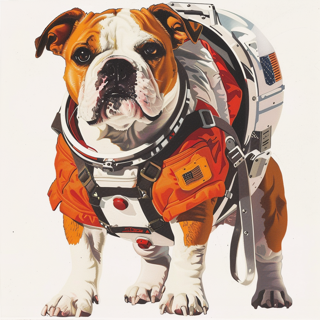 Sticker of a Bulldog Dog astronaut majestic Expressive surreal Vinyl Decal Sticker for Car, Laptop, Tumbler and more # F017259
