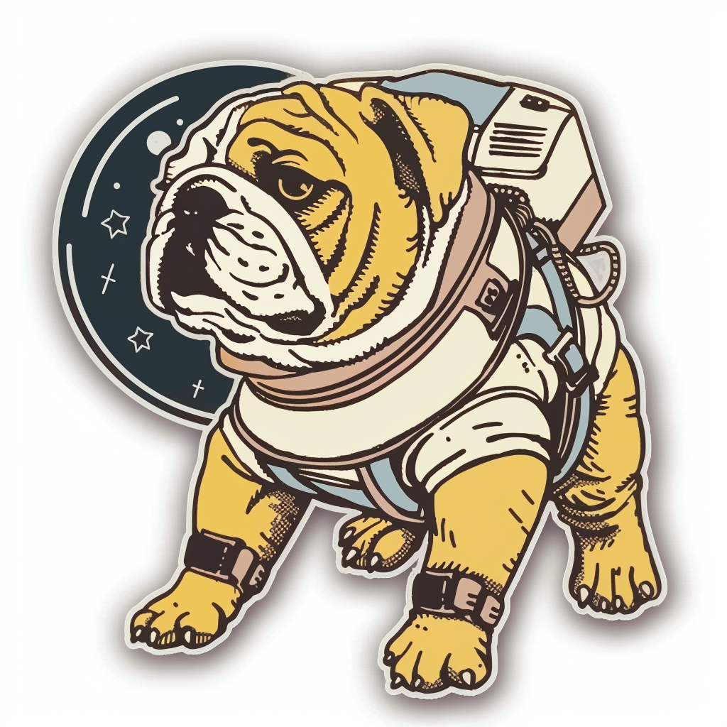 Bulldog Dog astronaut majestic Expressive surreal Vinyl Decal Sticker for Car, Laptop, Tumbler and more # F017309