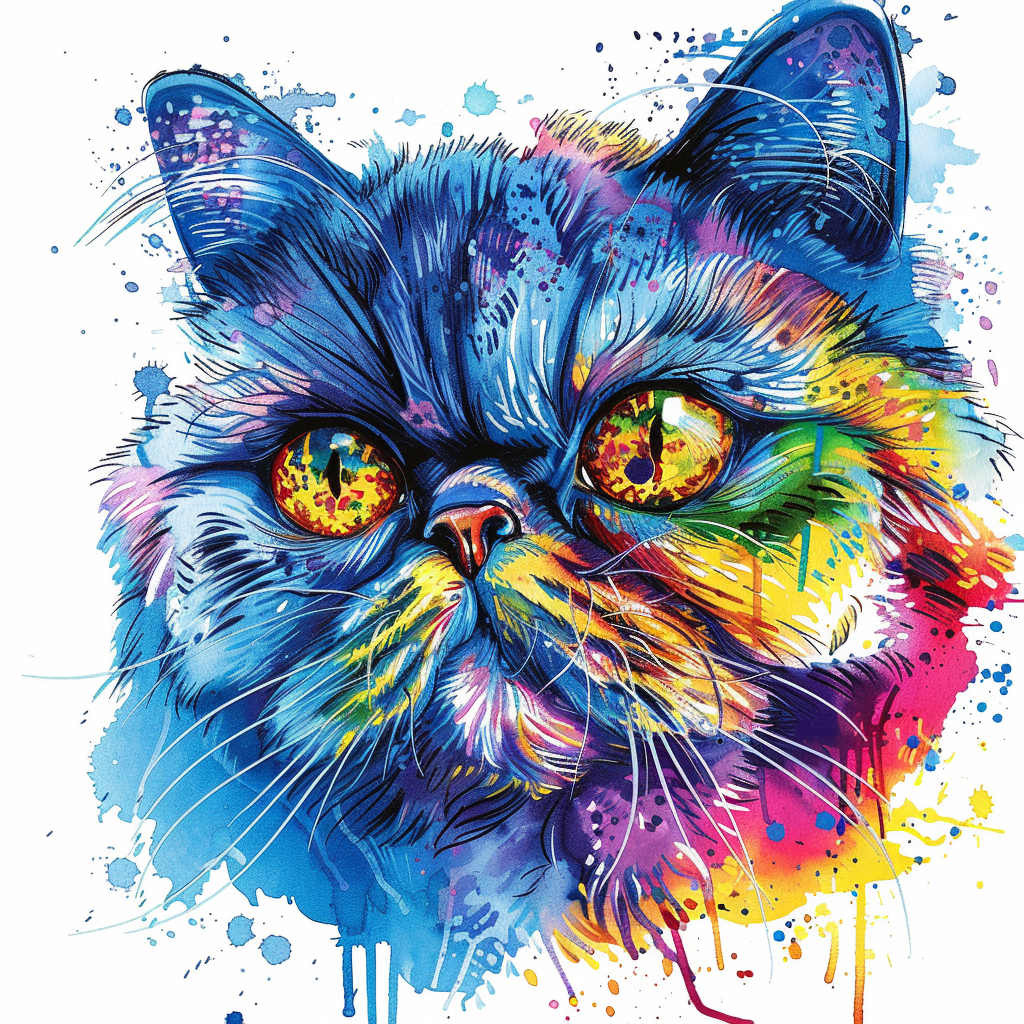 Persian Cat majestic Expressive surreal Vinyl Decal Sticker for Car, Laptop, Tumbler and more # F016276