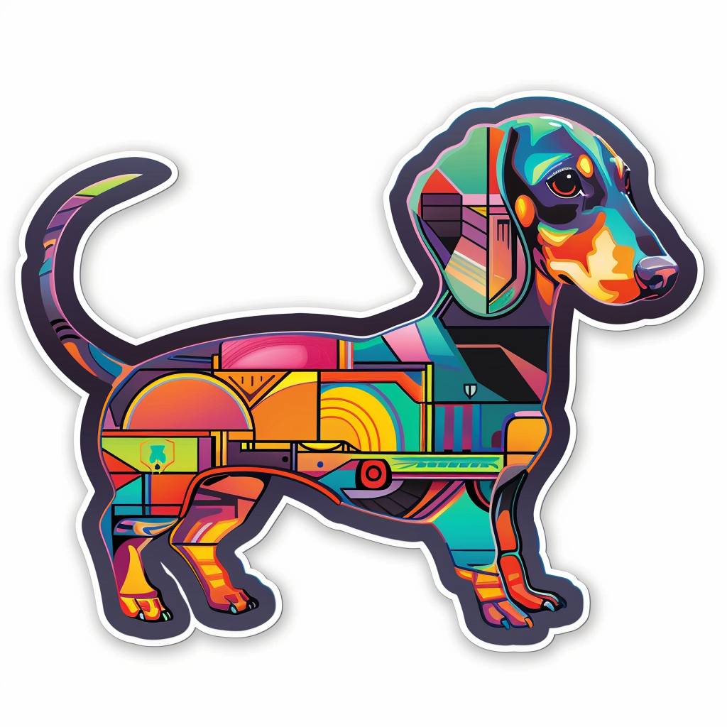Dachshund Dog cyber punk Vinyl Decal Sticker for Car, Laptop, Tumbler and more # F012952