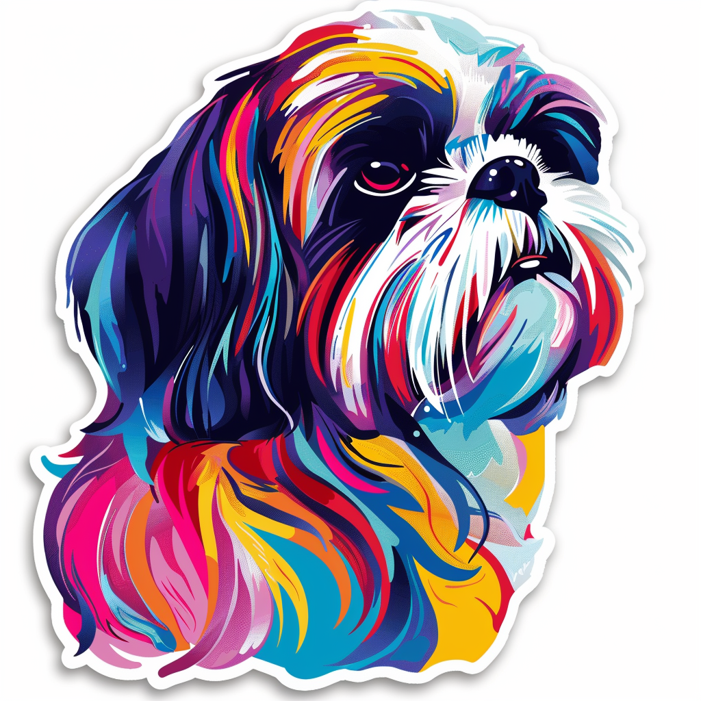 Adorable Shih Tzu Dog Expressive surreal Vinyl Decal Sticker for Car, Laptop, Tumbler and more # F018537