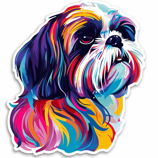 Adorable Shih Tzu Dog Expressive surreal Vinyl Decal Sticker for Car, Laptop, Tumbler and more # F018537