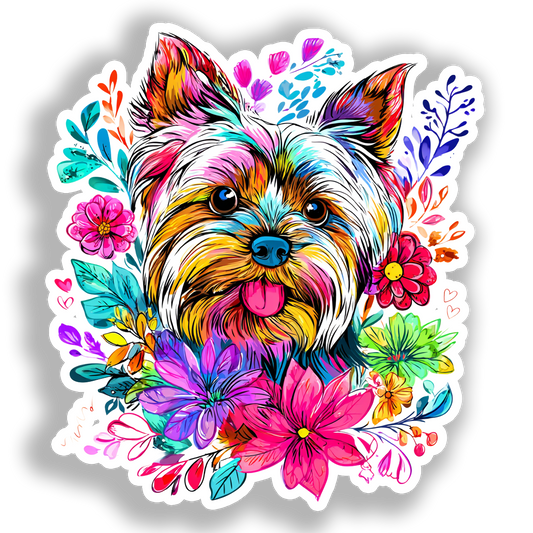 Yorkshire Terrier Dog Vinyl Decal Sticker for Car, Laptop, Tumbler and more # A017178-4" x 4"