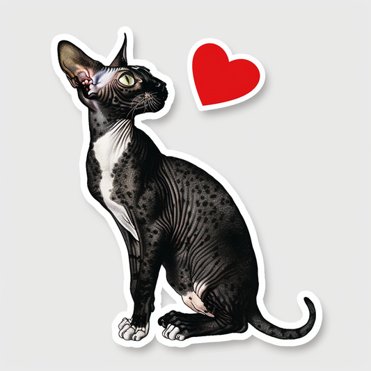 Adorable Cornish Rex Cat Expressive surreal Vinyl Decal Sticker for Car, Laptop, Tumbler and more # F021553-4" x 4"
