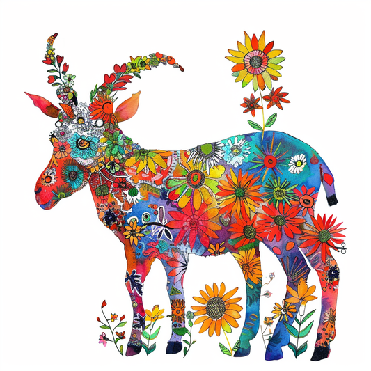 Goat majestic Expressive surreal Vinyl Decal Sticker for Car, Laptop, Tumbler and more # F020530-4" x 4"