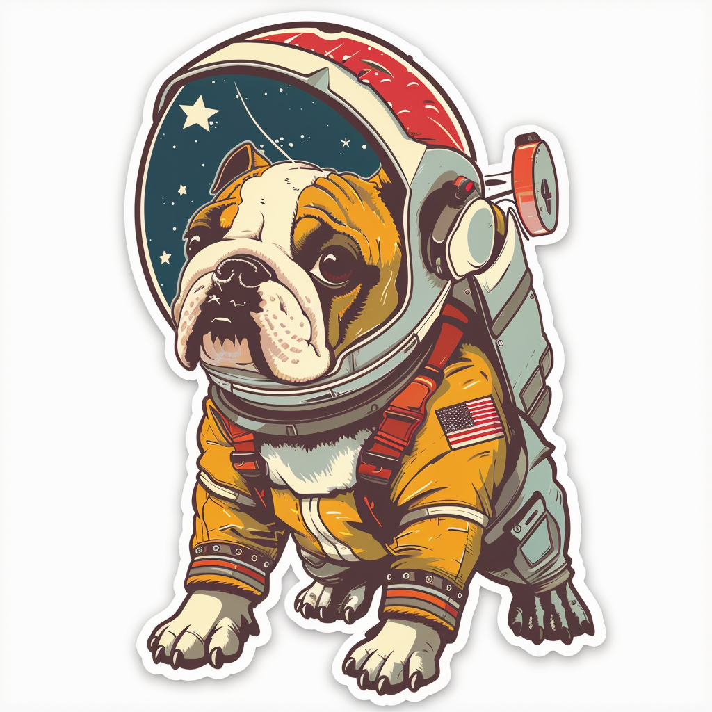 Bulldog Dog astronaut majestic Expressive surreal Vinyl Decal Sticker for Car, Laptop, Tumbler and more # F017316