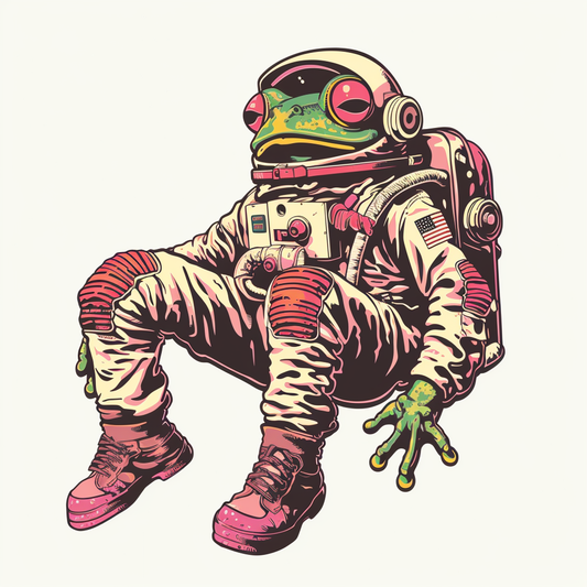 Sticker of a Frog astronaut majestic Expressive surreal Vinyl Decal Sticker for Car, Laptop, Tumbler and more # F016808