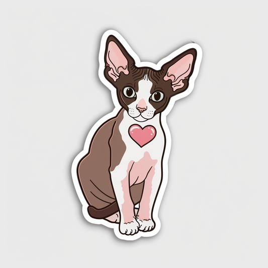 Adorable Cornish Rex Cat Expressive surreal Vinyl Decal Sticker for Car, Laptop, Tumbler and more # F021568-4" x 4"