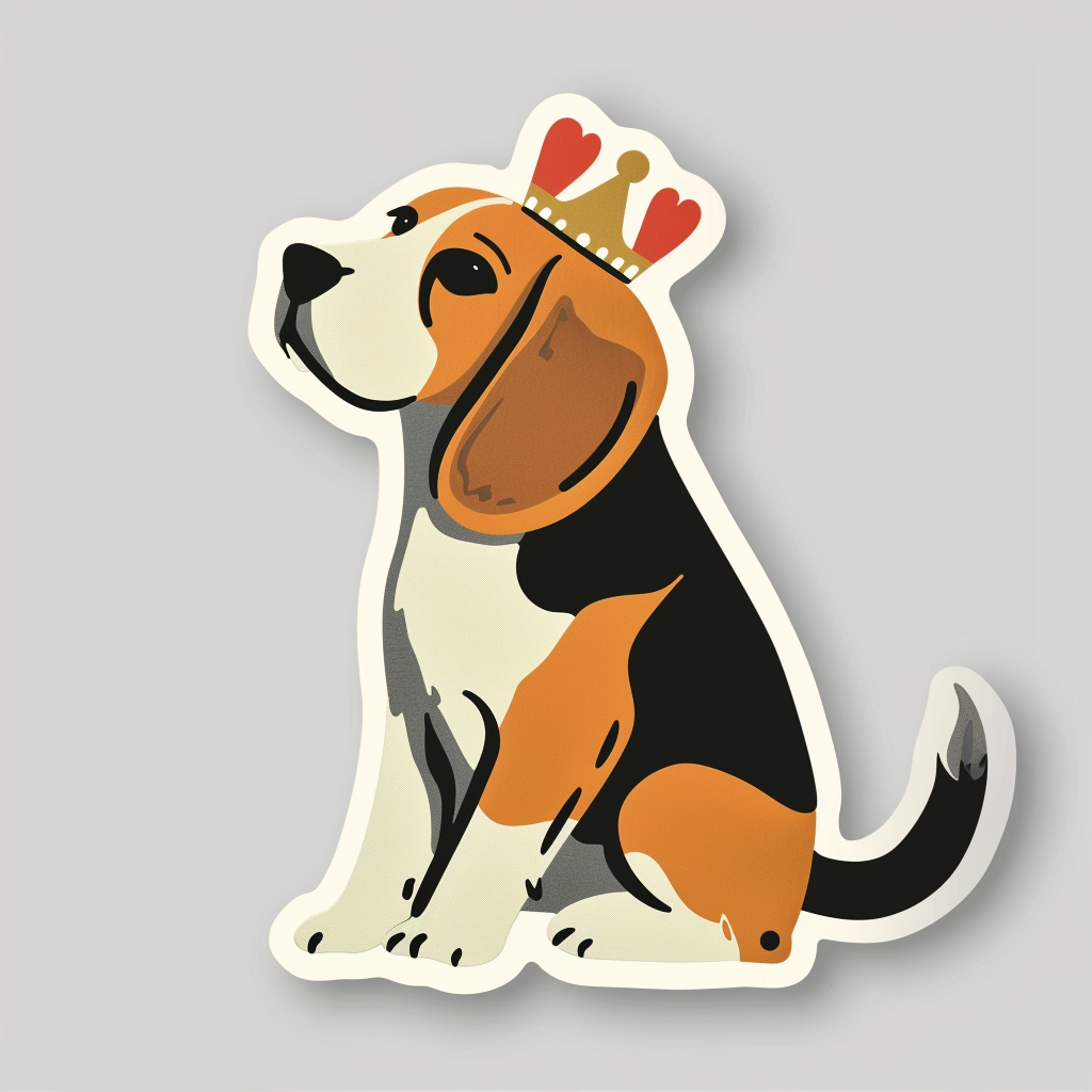 Beagle dog crowned Vinyl Decal Sticker for Car, Laptop, Tumbler and more # F012053