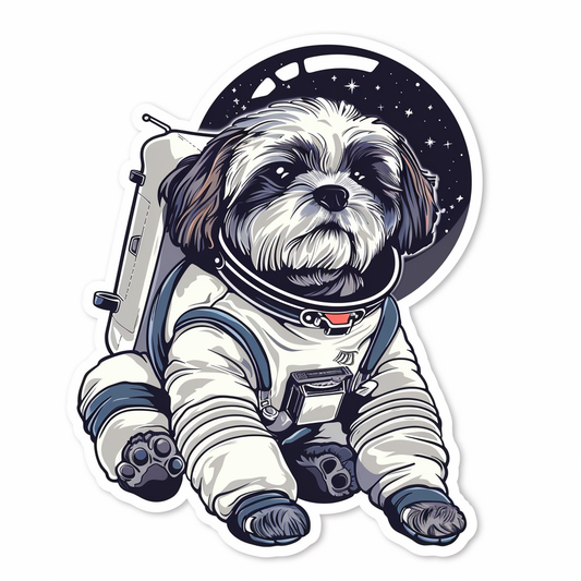 Adorable Shih Tzu Dog Expressive surreal Vinyl Decal Sticker for Car, Laptop, Tumbler and more # F018442