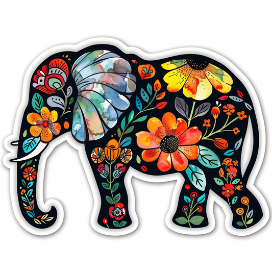 Elephant Expressive surreal Vinyl Decal Sticker for Car, Laptop, Tumbler and more # F022278-4" x 4"