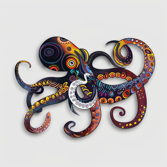 Octopus heartcore majestic Expressive surreal Vinyl Decal Sticker for Car, Laptop, Tumbler and more # F015523-4" x 4"
