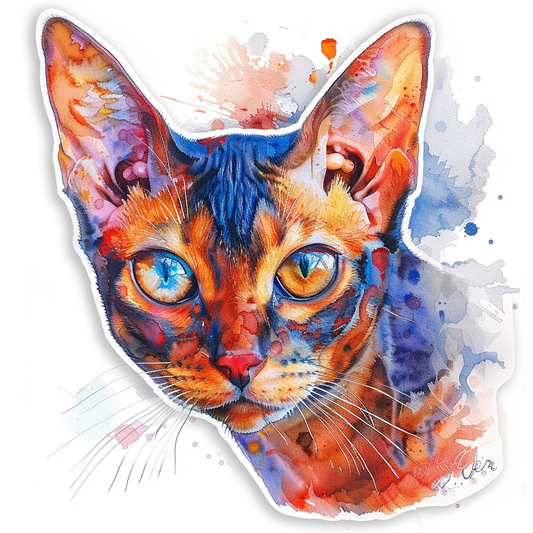 Abyssinian Cat astronaut majestic Expressive surreal Vinyl Decal Sticker for Car, Laptop, Tumbler and more # F021080-4" x 4"