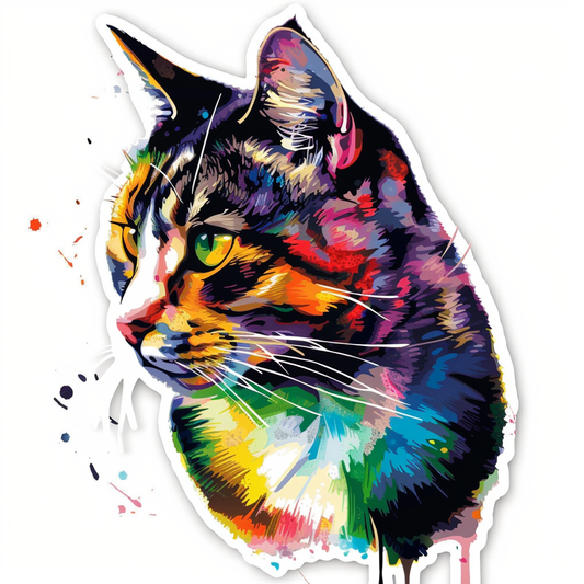 American Shorthair Cat majestic Expressive surreal Vinyl Decal Sticker for Car, Laptop, Tumbler and more # F019870-4" x 4"