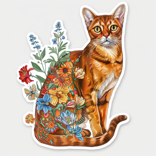 Abyssinian Cat astronaut majestic Expressive surreal Vinyl Decal Sticker for Car, Laptop, Tumbler and more # F021245-4" x 4"