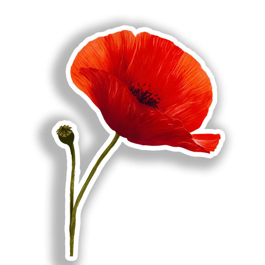 Poppy Flower Vinyl Decal Sticker for Car, Laptop, Tumbler and more # A019324-4" x 4"