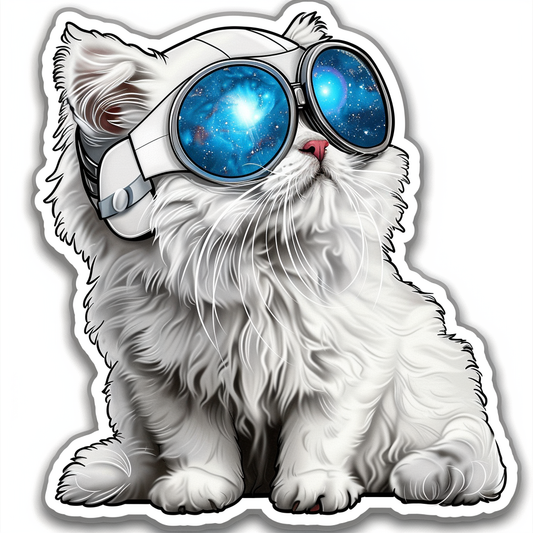 Adorable Turkish Angora Cat  Vinyl Decal Sticker for Car, Laptop, Tumbler and more # F020980-4" x 4"