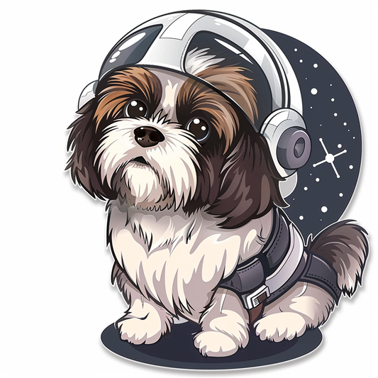 Adorable Shih Tzu Dog Expressive surreal Vinyl Decal Sticker for Car, Laptop, Tumbler and more # F018154