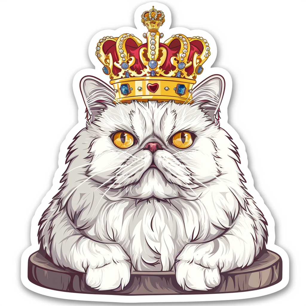 Persian Cat crowned majestic Expressive surreal Vinyl Decal Sticker for Car, Laptop, Tumbler and more # F016152