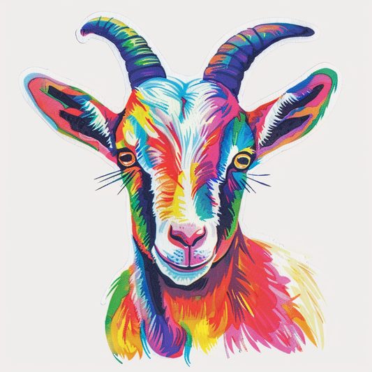 Goat majestic Expressive surreal Vinyl Decal Sticker for Car, Laptop, Tumbler and more # F020435-4" x 4"