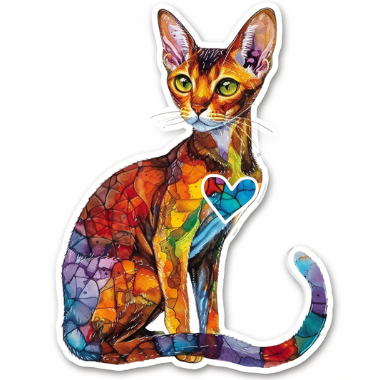 Abyssinian Cat astronaut majestic Expressive surreal Vinyl Decal Sticker for Car, Laptop, Tumbler and more # F021270-4" x 4"
