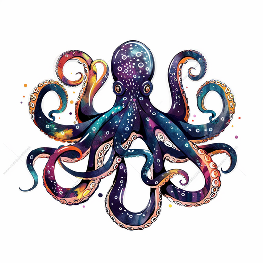 Sticker of a Octopus heartcore majestic Expressive surreal Vinyl Decal Sticker for Car, Laptop, Tumbler and more # F015465