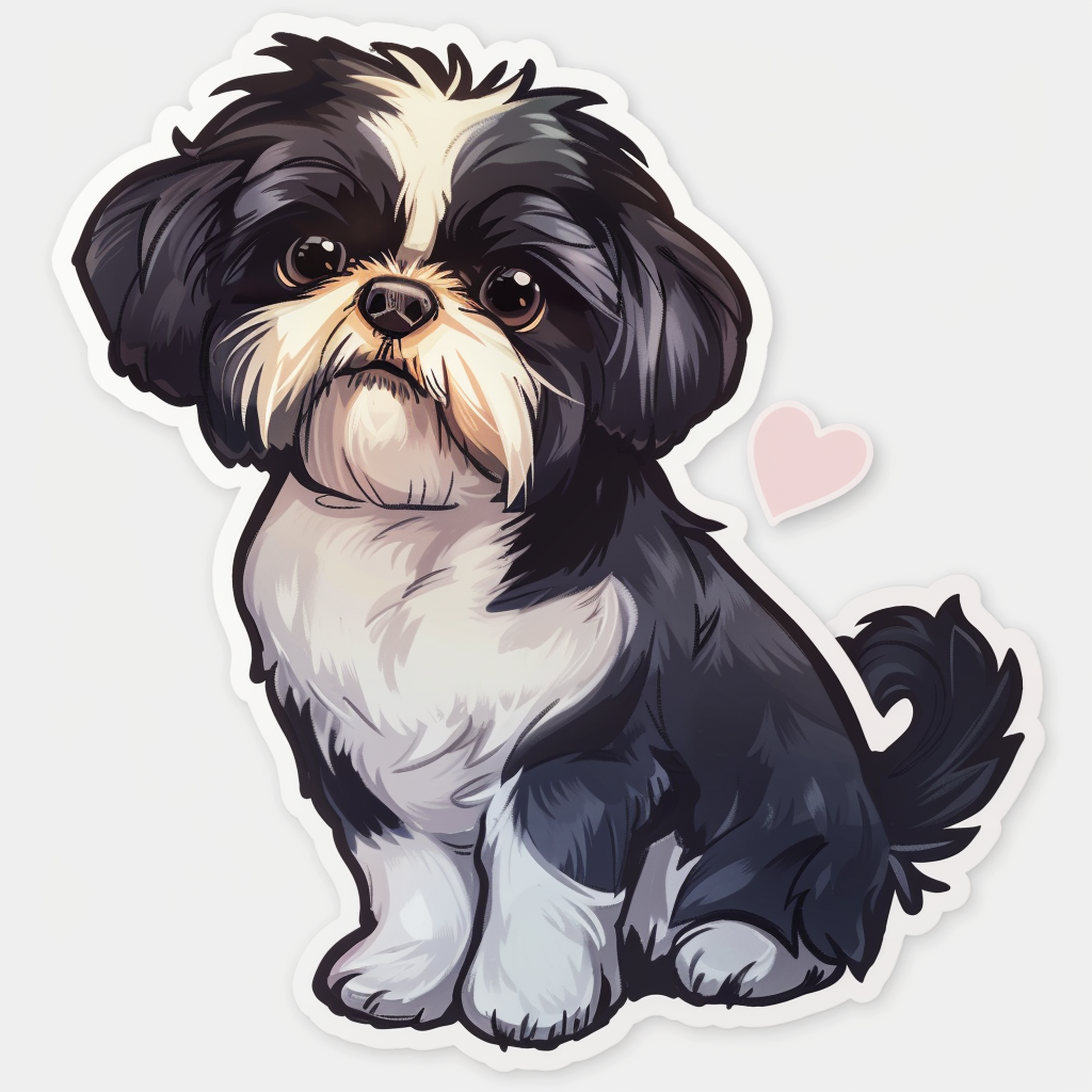 Adorable Shih Tzu Dog Expressive surreal Vinyl Decal Sticker for Car, Laptop, Tumbler and more # F018241