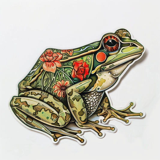 Sticker of a Frog majestic Expressive surreal Vinyl Decal Sticker for Car, Laptop, Tumbler and more # F016605