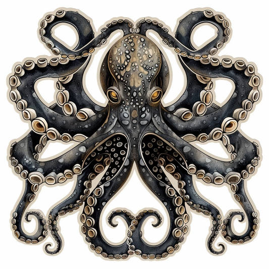 Sticker of a Octopus heartcore majestic Expressive surreal Vinyl Decal Sticker for Car, Laptop, Tumbler and more # F015740