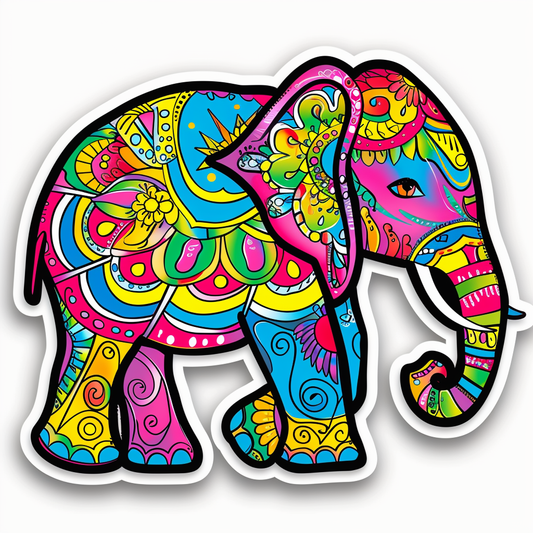Elephant Expressive surreal Vinyl Decal Sticker for Car, Laptop, Tumbler and more # F022182-4" x 4"