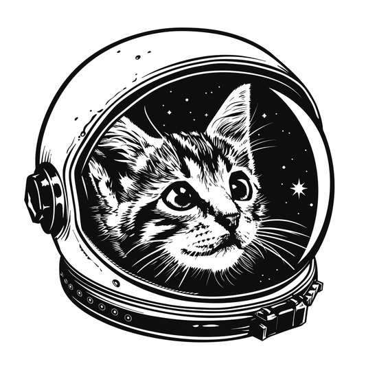 American Shorthair Cat astronaut Expressive surreal Vinyl Decal Sticker for Car, Laptop, Tumbler and more # F019788-4" x 4"