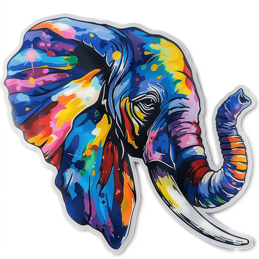 Elephant Expressive surreal Vinyl Decal Sticker for Car, Laptop, Tumbler and more # F022171-4" x 4"