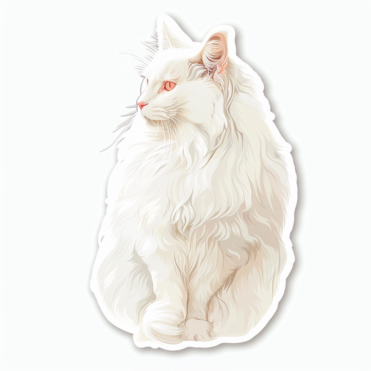 Adorable Turkish Angora Cat  Vinyl Decal Sticker for Car, Laptop, Tumbler and more # F020969-4" x 4"