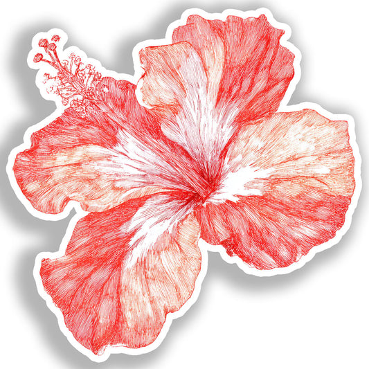 Hibiscus Flower Vinyl Decal Sticker for Car, Laptop, Tumbler and more # A019453-4" x 4"