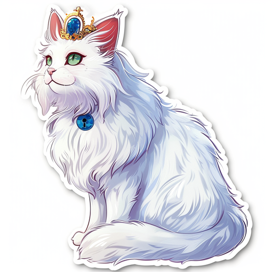 Adorable Turkish Angora Cat  Vinyl Decal Sticker for Car, Laptop, Tumbler and more # F020848-4" x 4"