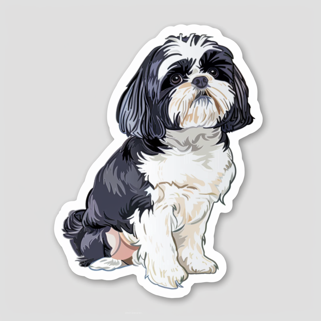 Adorable Shih Tzu Dog Expressive surreal Vinyl Decal Sticker for Car, Laptop, Tumbler and more # F018503